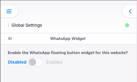 Control del widget desactivado